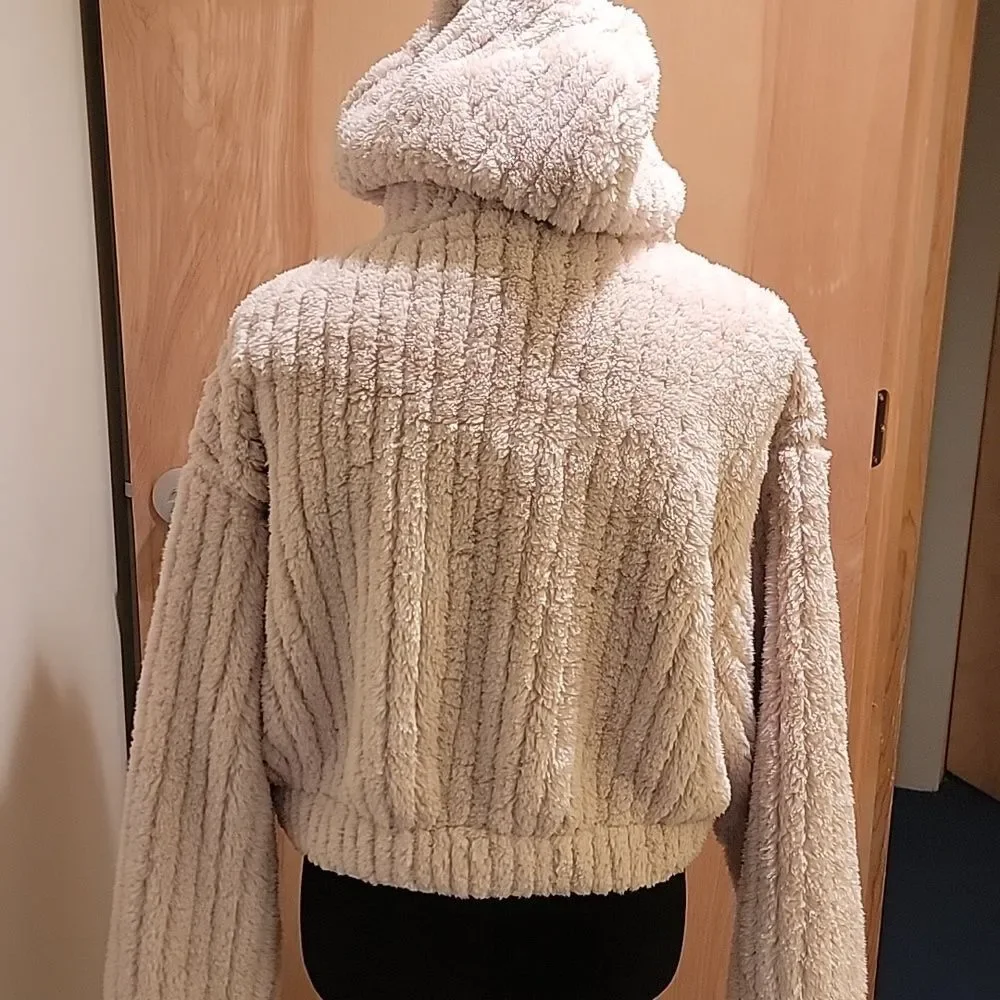 NWT Love Poem Cozy Cropped Cream Teddy Jacket for Women Sz L